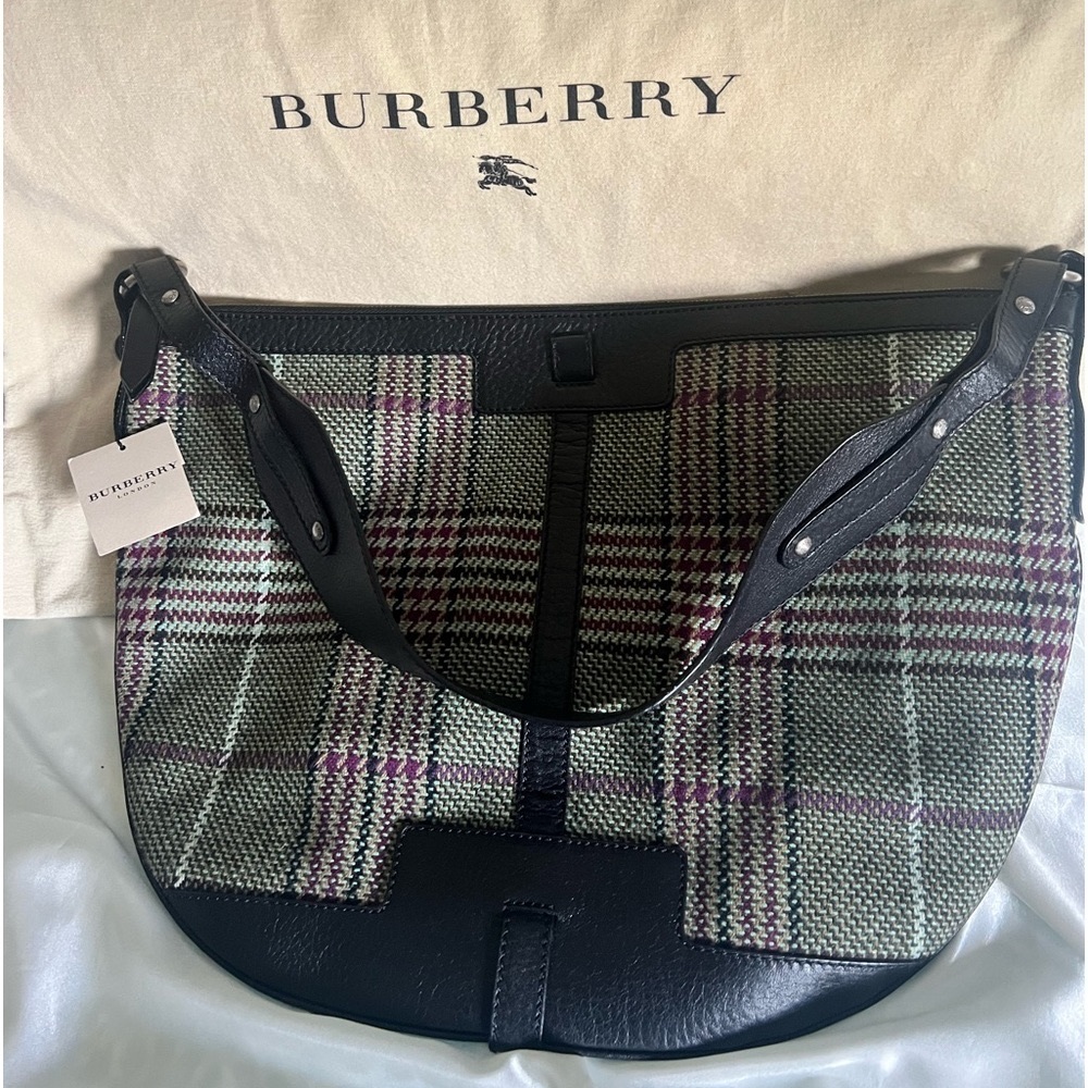 Burberry hobo. Greenish flannel